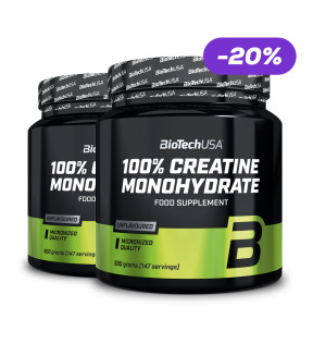 Verdubbel en bespaar 2 x 100% Creatine Monohydrate 500g pot