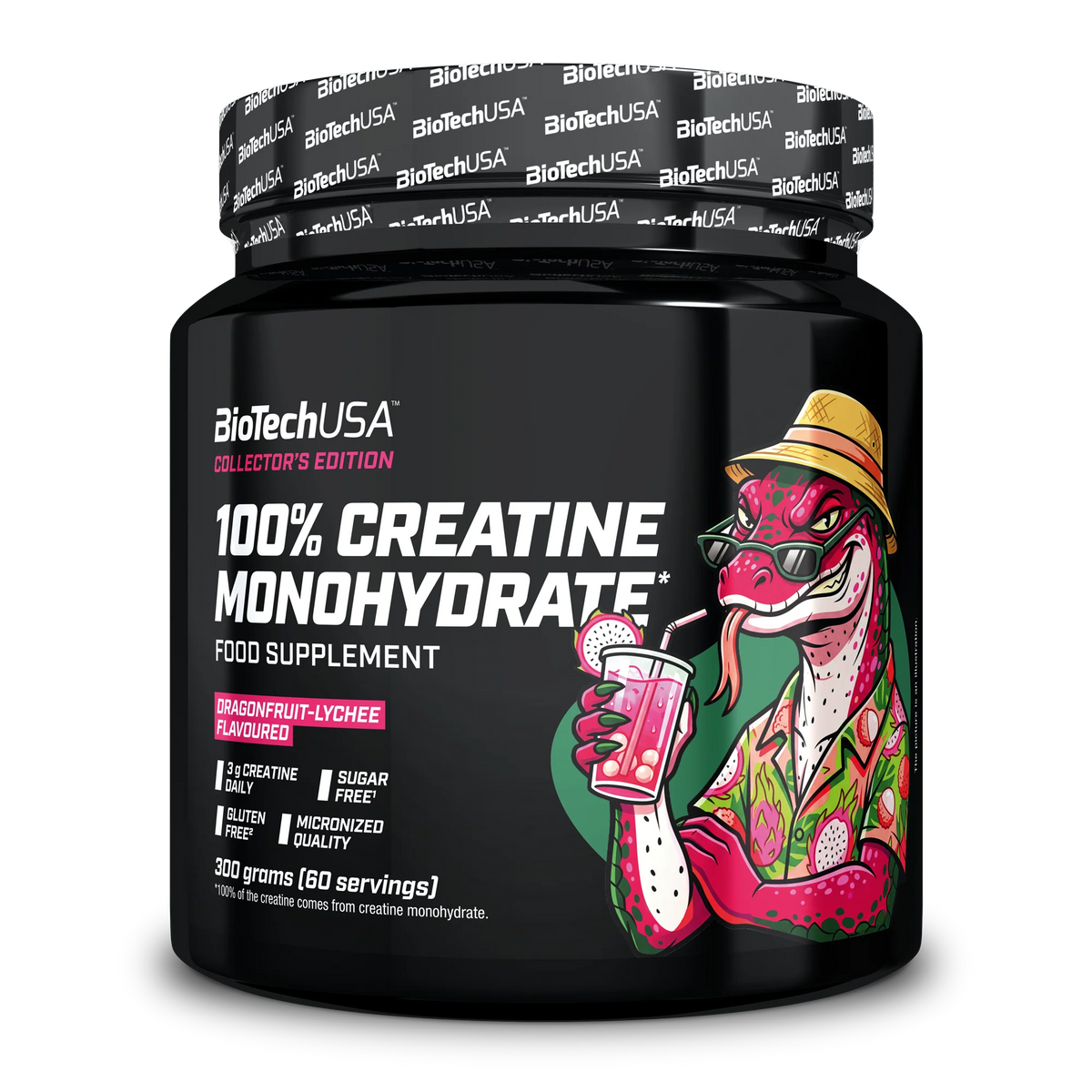 BioTechUSA 100% Creatine Monohydrate 300g Dragonfruit-Lychee