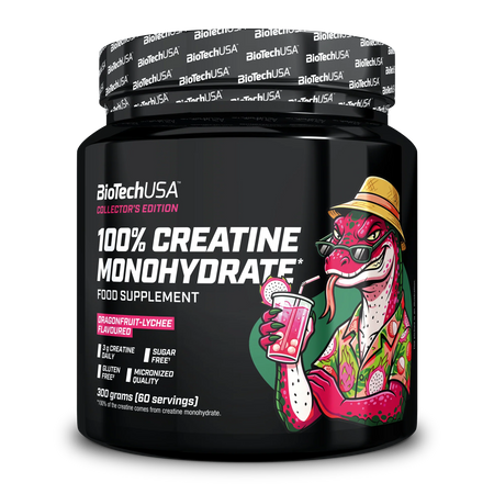 BioTechUSA 100% Creatine Monohydrate 300g Dragonfruit-Lychee