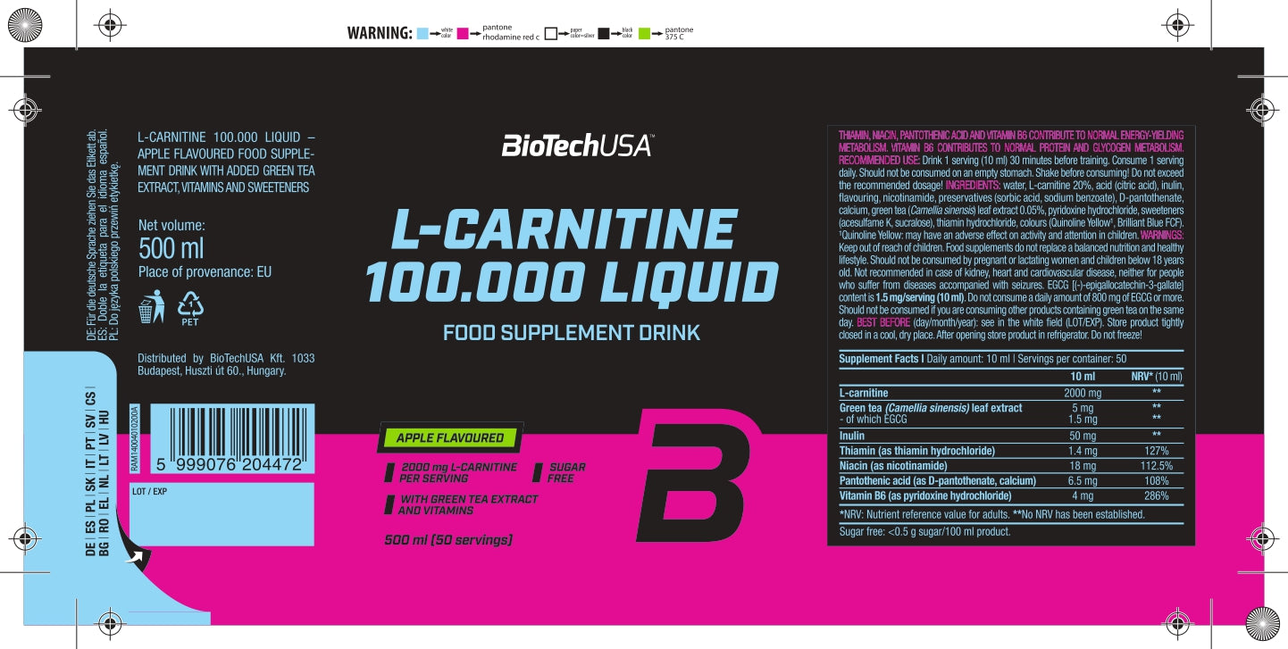 biotech l carnitine liquid L-Carnitine 100.000 Liquid 500ml kopen