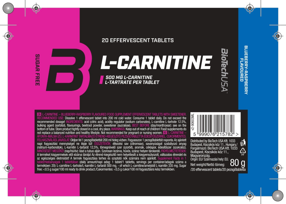 biotech usa l carnitine pezsgtabletta BioTechUSA L-Carnitin citrom-lime zestssel, 20 db L-Carnitine bruistabletten 500mg kopen |