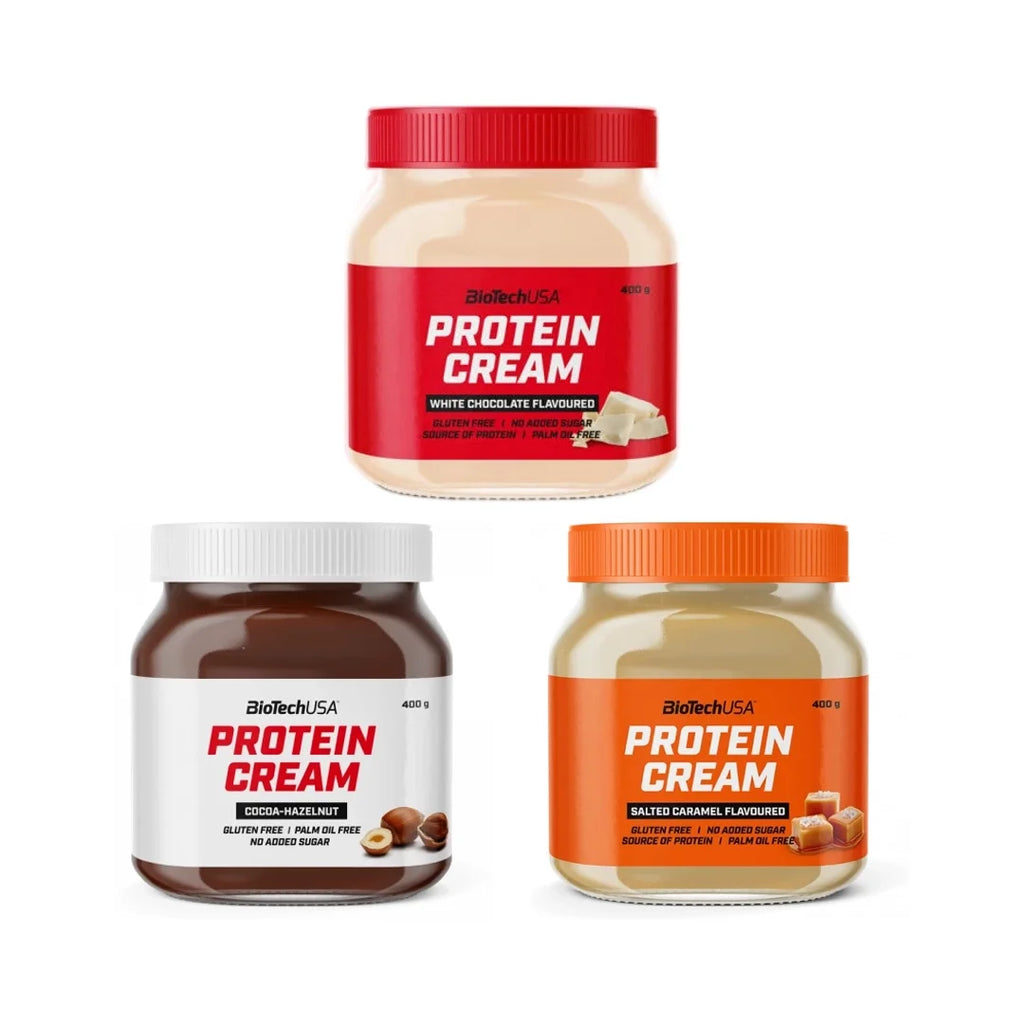 Protein Cream 3-Pack: Witte Chocolade, Cacao hazelnoten, Salted Caramel combipakket