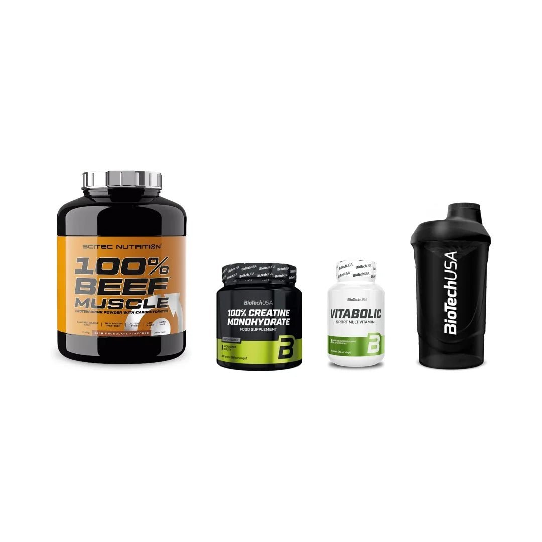 BioTechUSA 4-delig spieropbouw pakket met shaker